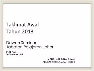 dewan seminar jabatan pelajaran johor 09 00 pagi 10 disember 2012