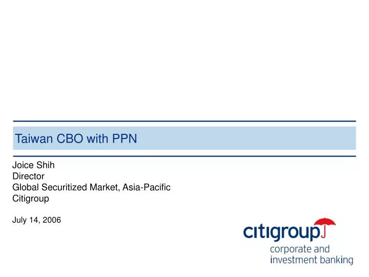 taiwan cbo with ppn