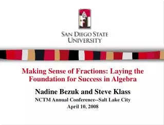 Making Sense of Fractions: Laying the Foundation for Success in Algebra