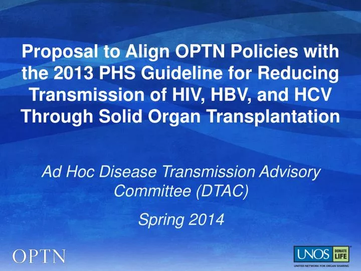 ad hoc disease transmission advisory committee dtac spring 2014