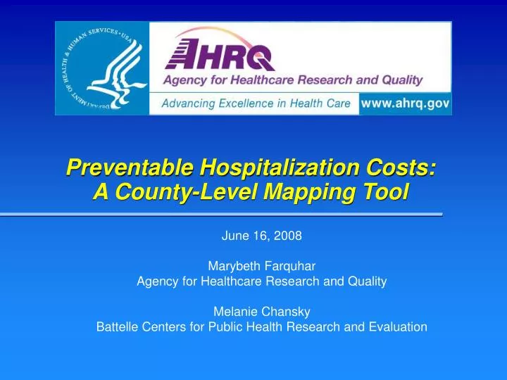 preventable hospitalization costs a county level mapping tool