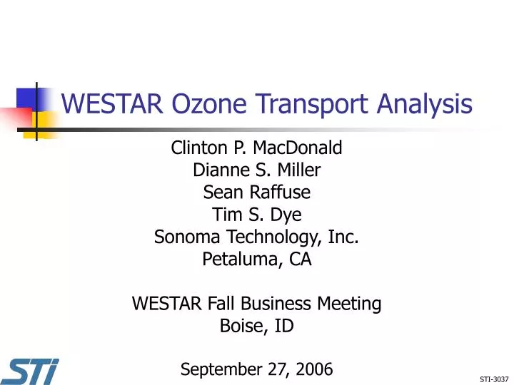 westar ozone transport analysis