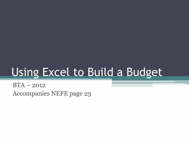 using excel to build a budget