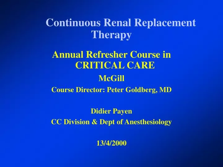 continuous renal replacement therapy