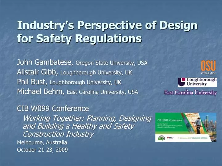 industry s perspective of design for safety regulations