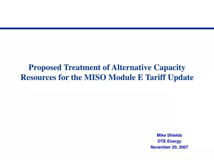 proposed treatment of alternative capacity resources for the miso module e tariff update