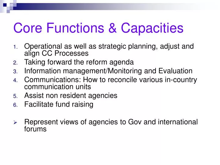 core functions capacities