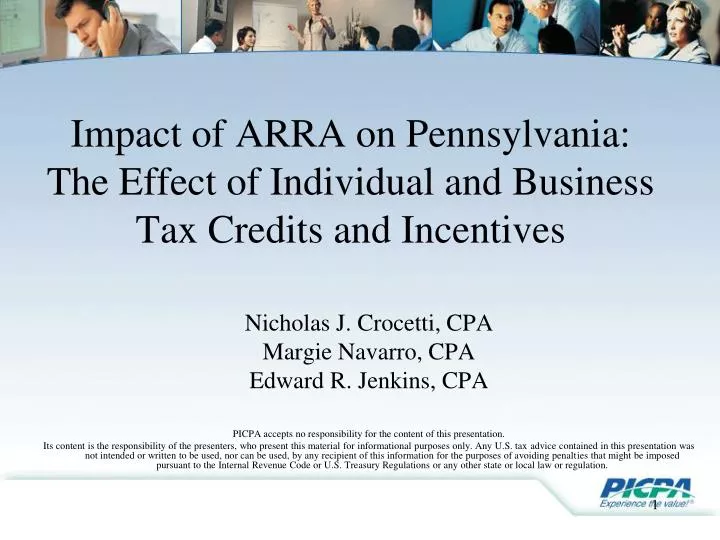 impact of arra on pennsylvania the effect of individual and business tax credits and incentives