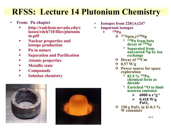 rfss lecture 14 plutonium chemistry