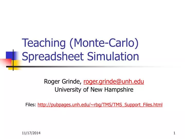 teaching monte carlo spreadsheet simulation