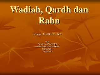 wadiah qardh dan rahn