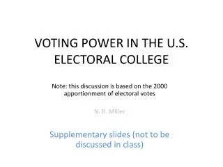 VOTING POWER IN THE U.S. ELECTORAL COLLEGE