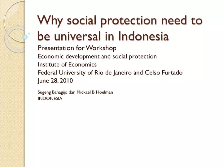 why social protection need to be universal in indonesia