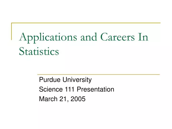 applications and careers in statistics