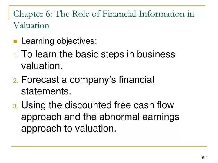 chapter 6 the role of financial information in valuation