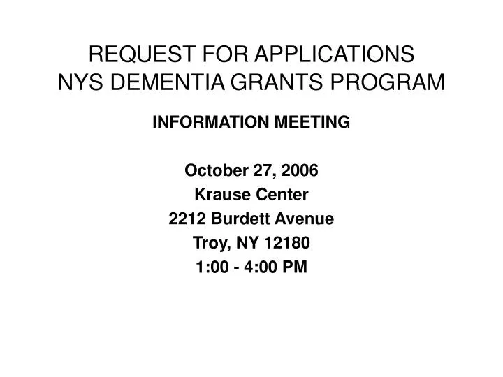 request for applications nys dementia grants program