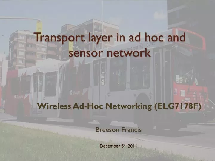 transport layer in ad hoc and sensor network