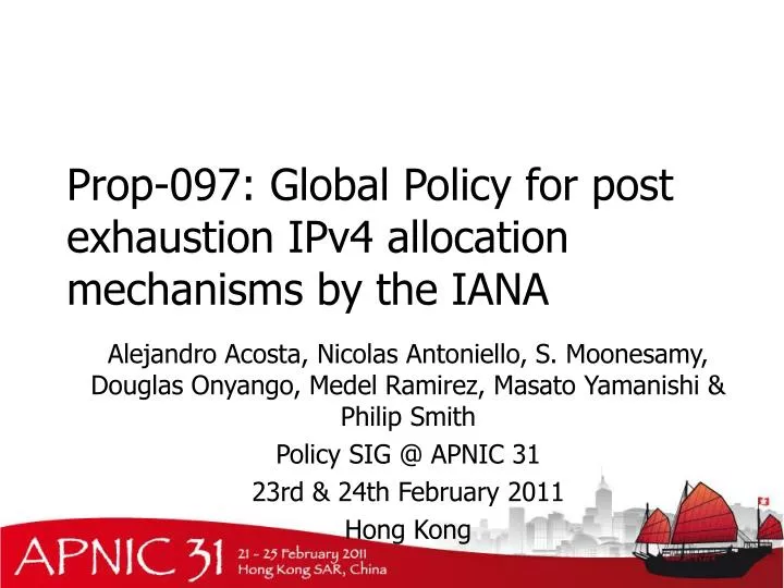 prop 097 global policy for post exhaustion ipv4 allocation mechanisms by the iana