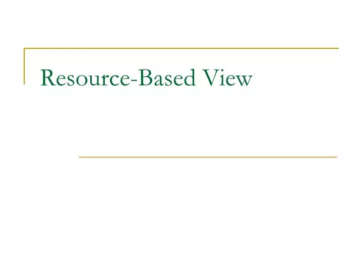 resource based view