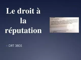 le droit la r putation