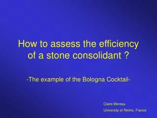 How to assess the efficiency of a stone consolidant ?