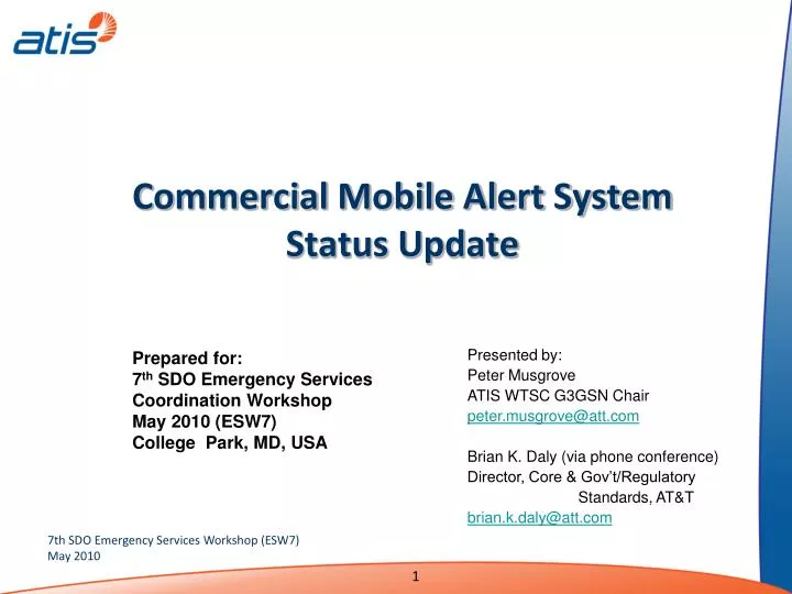commercial mobile alert system status update