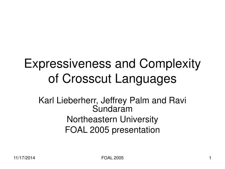 expressiveness and complexity of crosscut languages