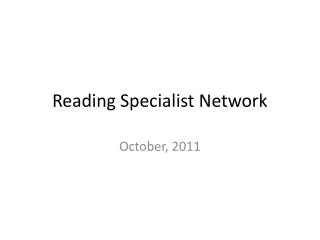 Reading Specialist Network