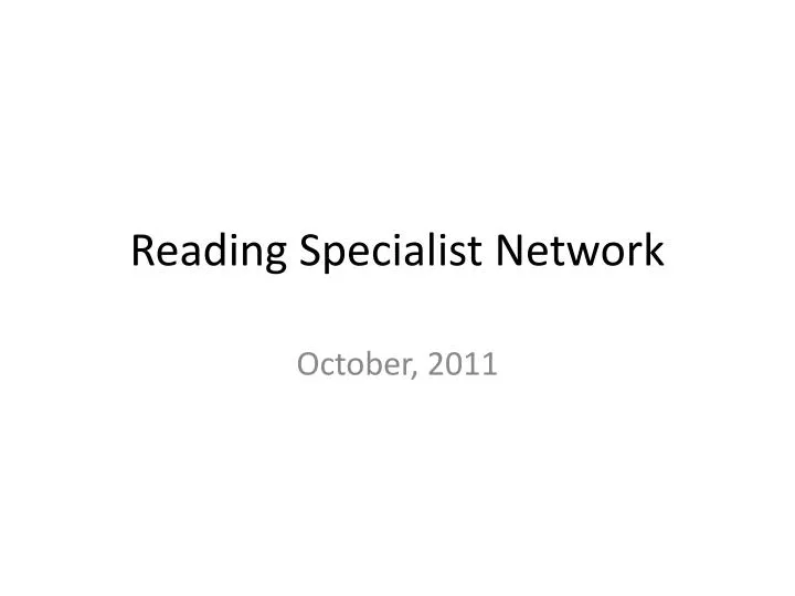 reading specialist network