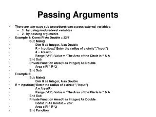 Passing Arguments