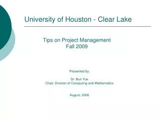 Tips on Project Management Fall 2009