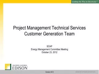 Project Management Technical Services Customer Generation Team