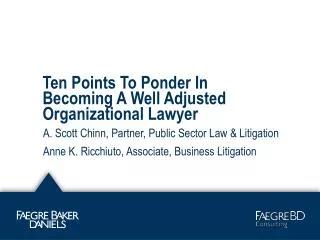 Ten Points To Ponder In Becoming A Well Adjusted Organizational Lawyer