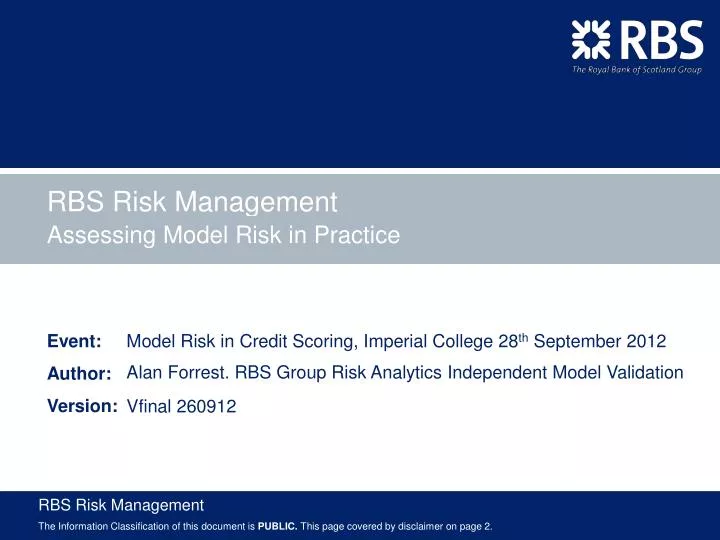 assessing model risk in practice