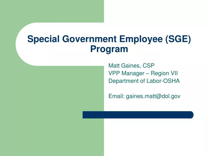 special government employee sge program