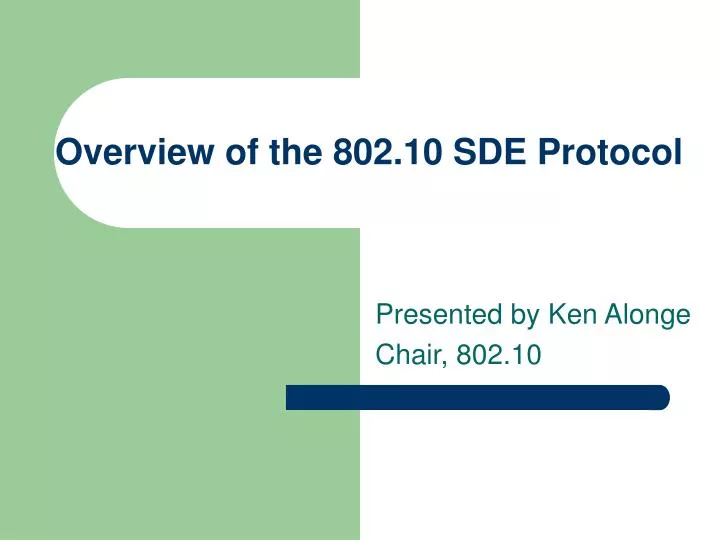 overview of the 802 10 sde protocol