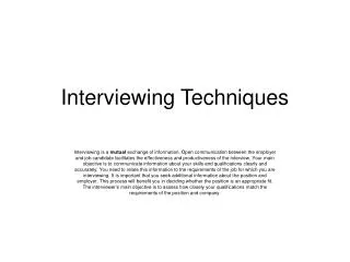 Interviewing Techniques