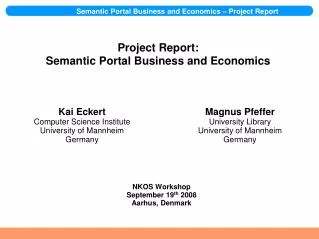 Project Report: Semantic Portal Business and Economics