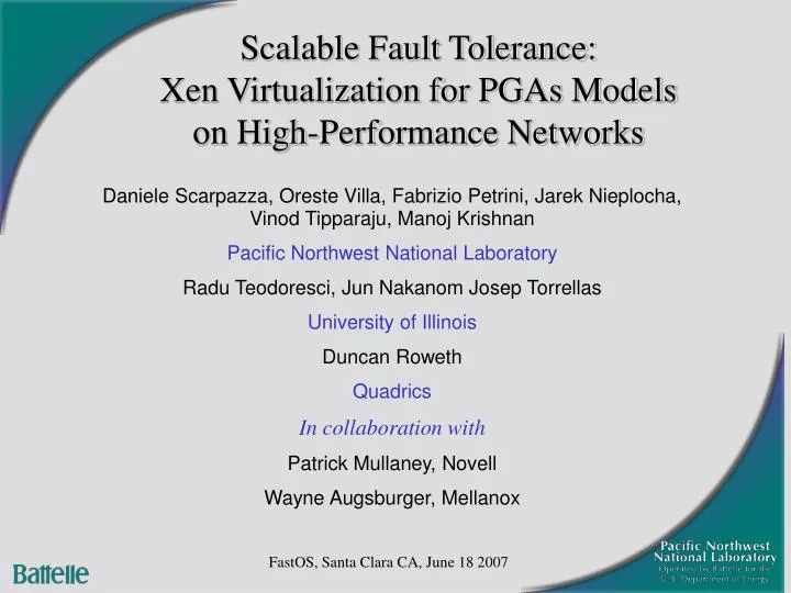 scalable fault tolerance xen virtualization for pgas models on high performance networks