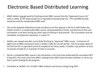 Electronic Based Distributed Learning