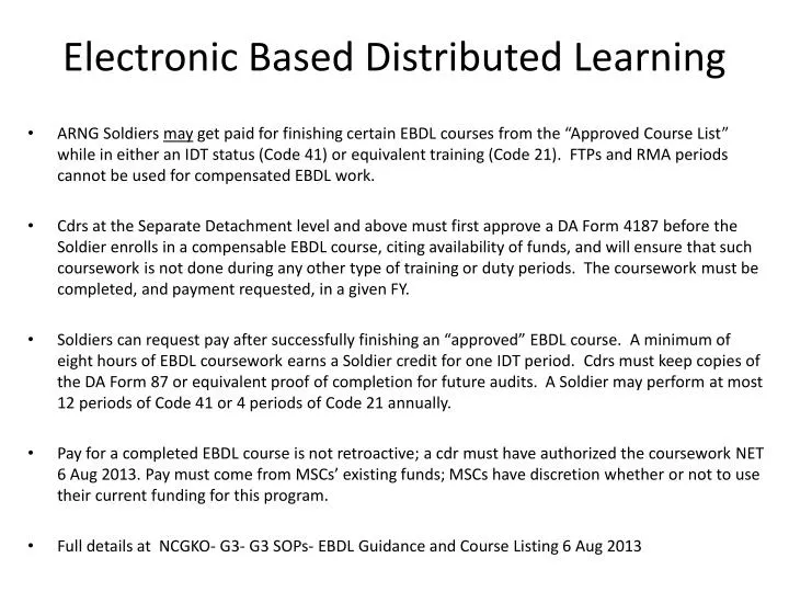 electronic based distributed learning