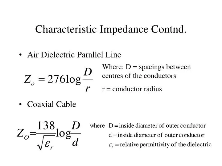 characteristic impedance contnd