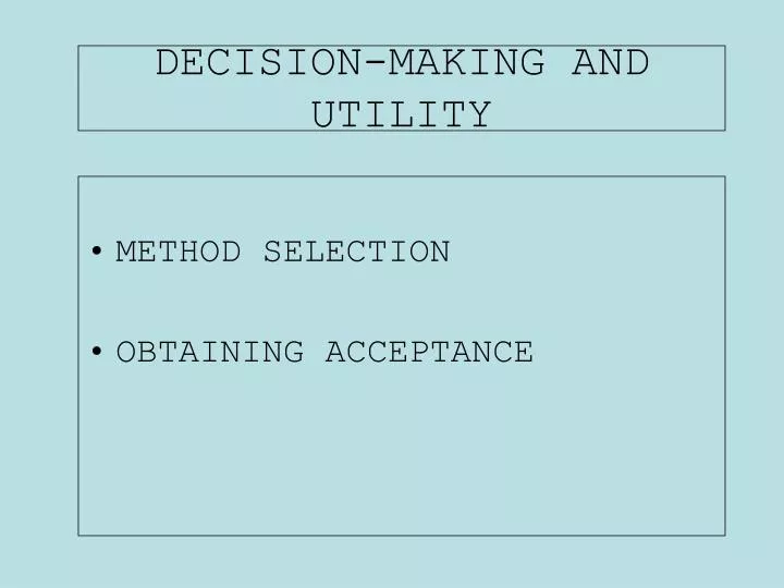 decision making and utility