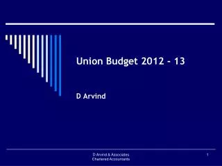 Union Budget 2012 - 13