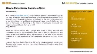 How to Make Garage Doors Less Noisy-San Diego Garage Door Ex