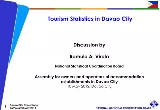 Tourism Statistics in Davao City Discussion by Romulo A. Virola