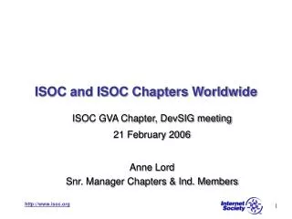 ISOC and ISOC Chapters Worldwide
