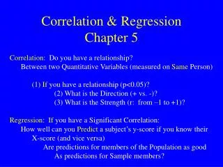 Correlation &amp; Regression Chapter 5