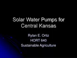 Solar Water Pumps for Central Kansas