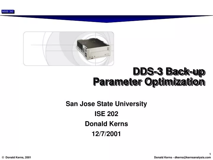dds 3 back up parameter optimization
